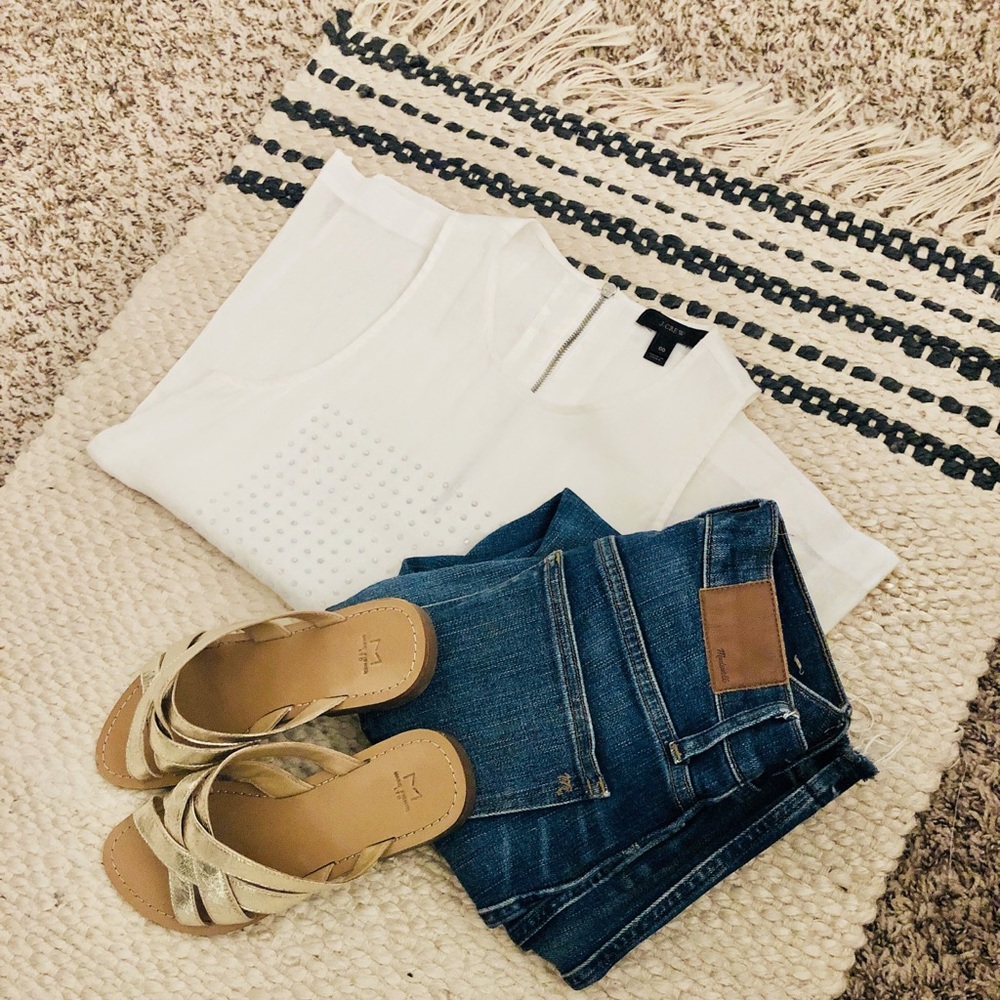 White Linen Sleeveless Top by J.Crew